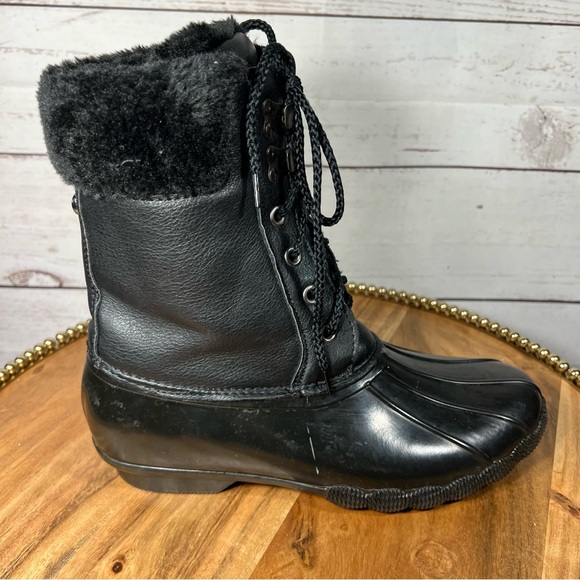 Steve Madden Black Waterproof Faux Fur Lined Boot Sz 9 - Picture 5 of 9